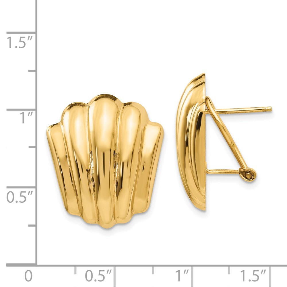 14k Yellow Gold Polished Fancy Omega Back Stud Earrings