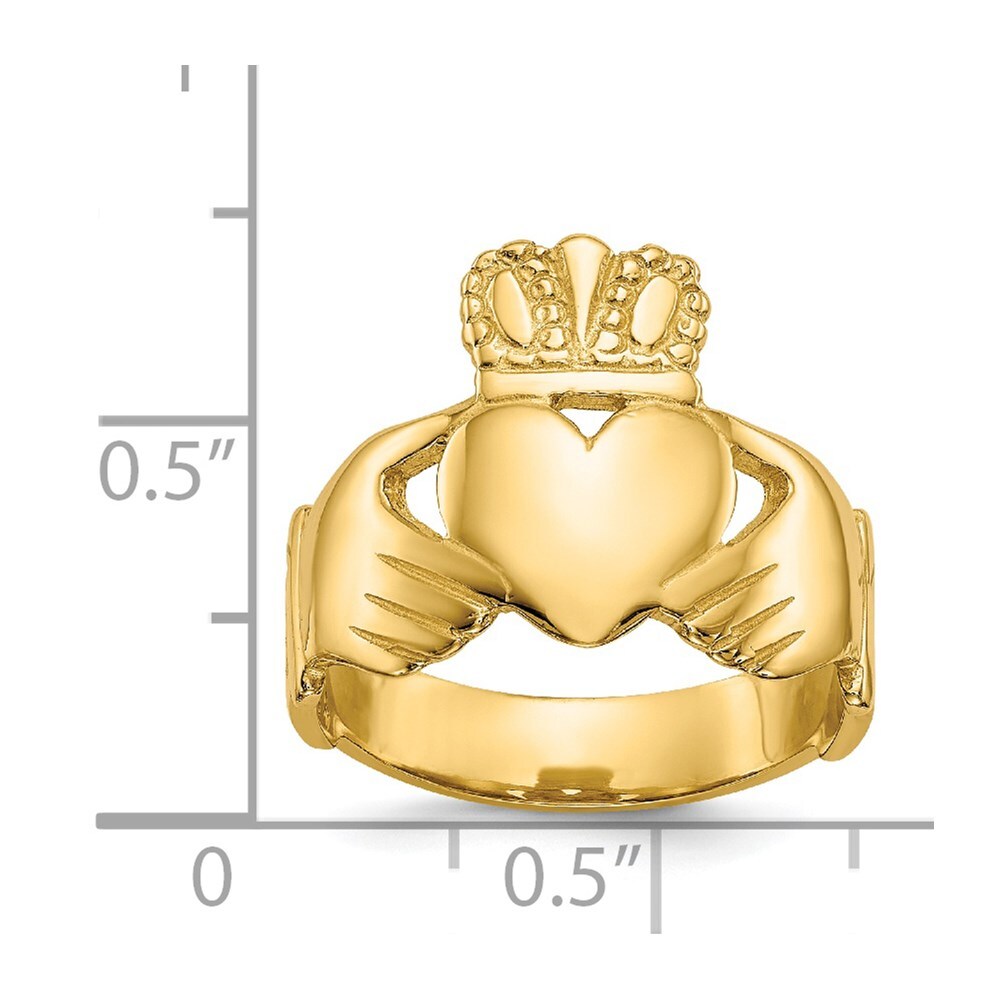 14K Yellow Gold Polished Ladies Claddagh Ring