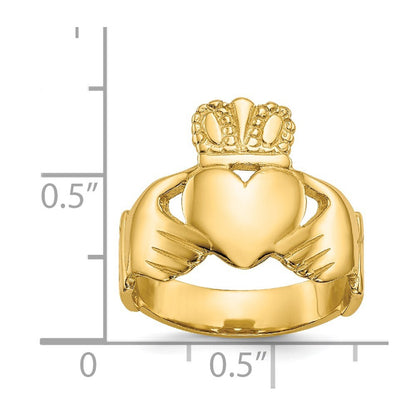 14K Yellow Gold Polished Ladies Claddagh Ring