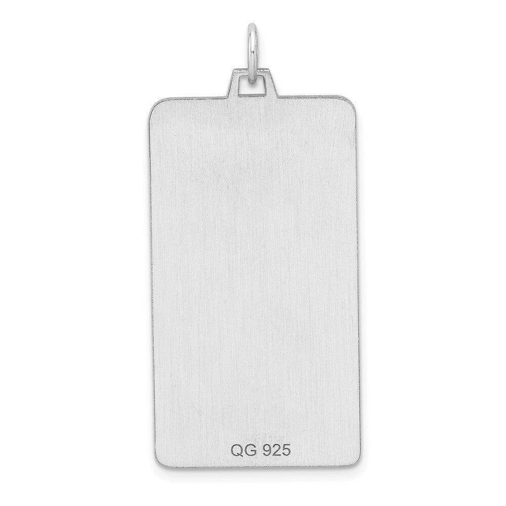 Sterling Silver Rhod-plate Eng. Rect. Polish Front/Satin Back Disc Charm