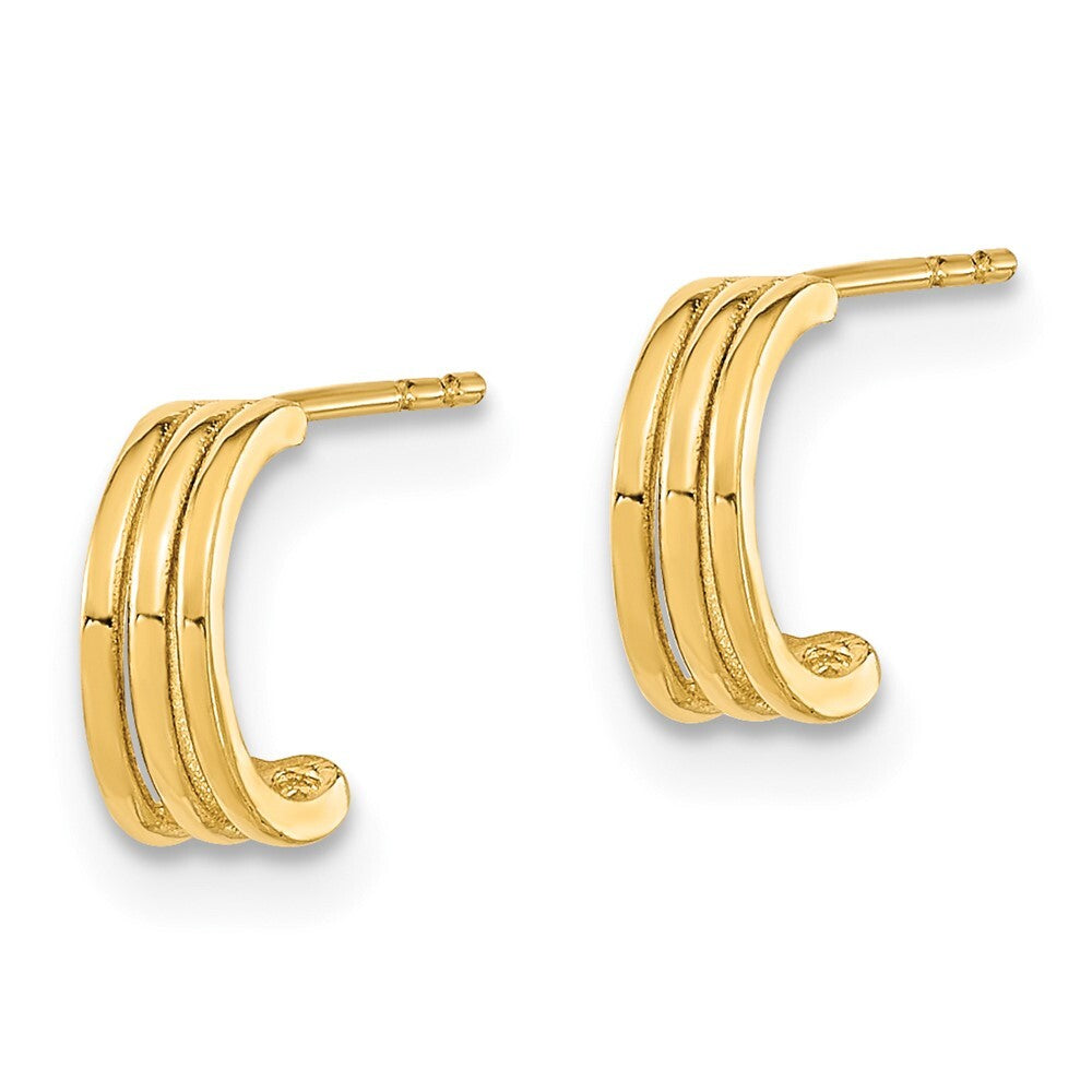 14k Yellow Gold Polished Hoop Earrings Gift for Women