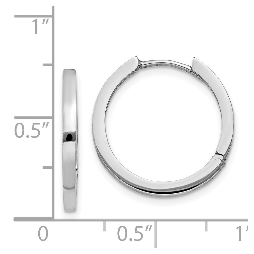14K White Gold Hinged Hoop Earrings Gift for Women