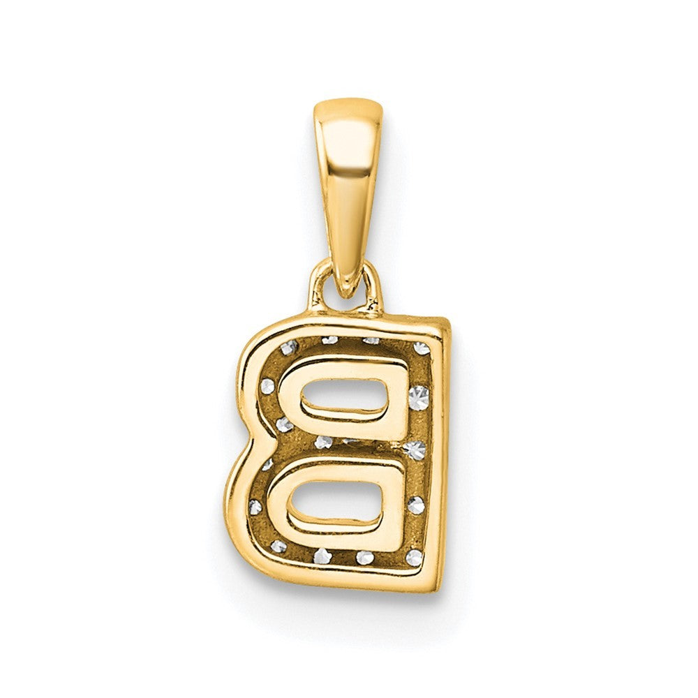 14k Yellow Gold  Diamond Letter B Initial with Bail Pendant