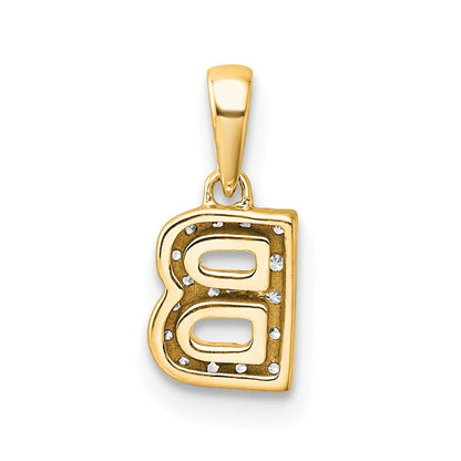 14k Yellow Gold  Diamond Letter B Initial with Bail Pendant