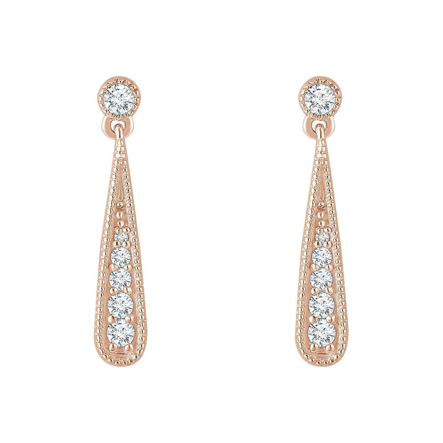 Gift for Mothers 14k Rose Gold 1/6 CTW Natural Diamond Teardrop Stud Earrings