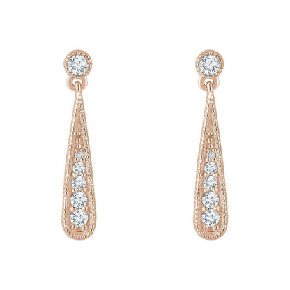 Gift for Mothers 14k Rose Gold 1/6 CTW Natural Diamond Teardrop Stud Earrings