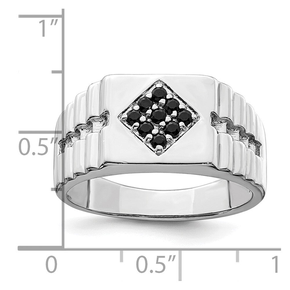 Sterling Silver Rhodium-plated Men's Onyx Ring Size 11