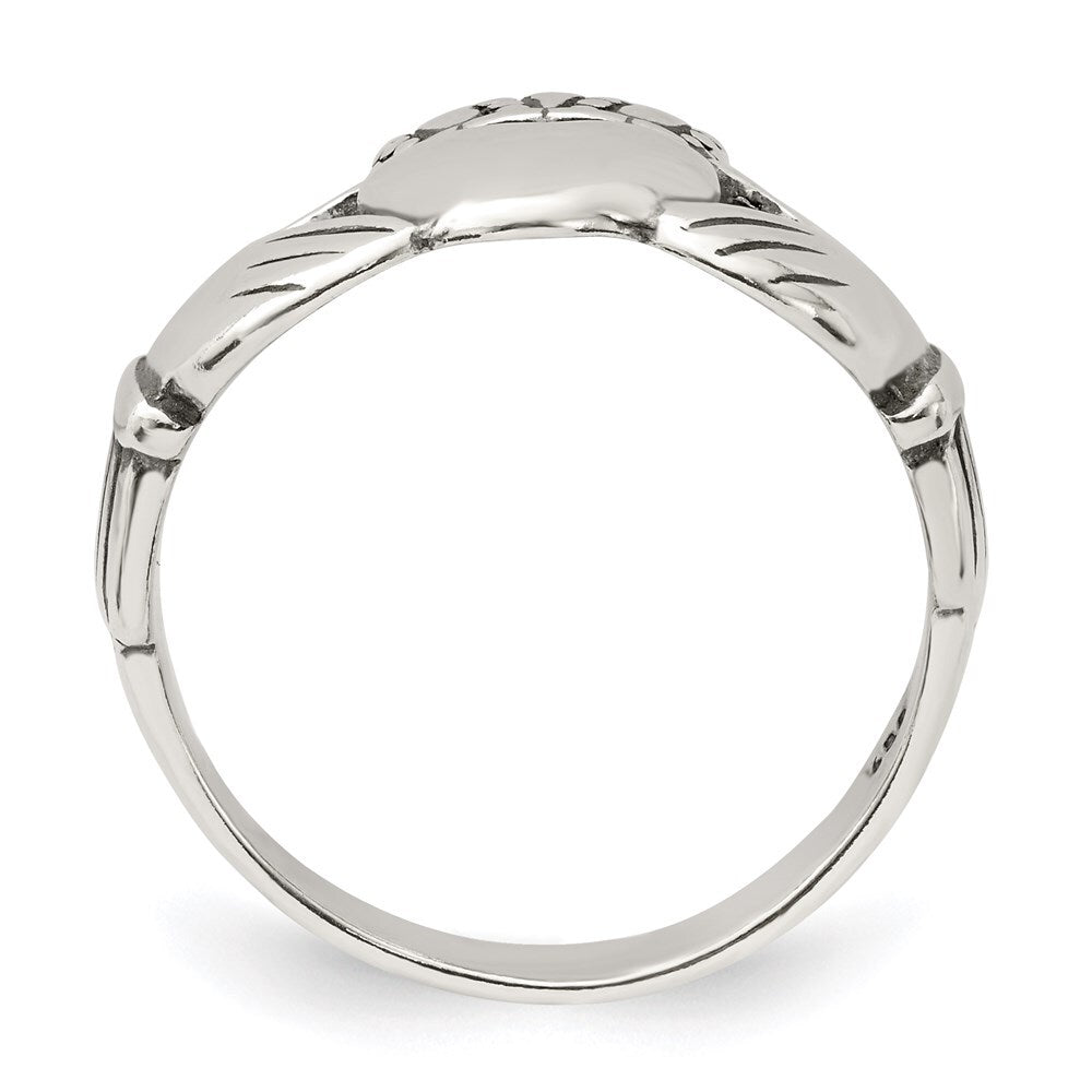 Sterling Silver Antiqued Claddagh Ring Size 8