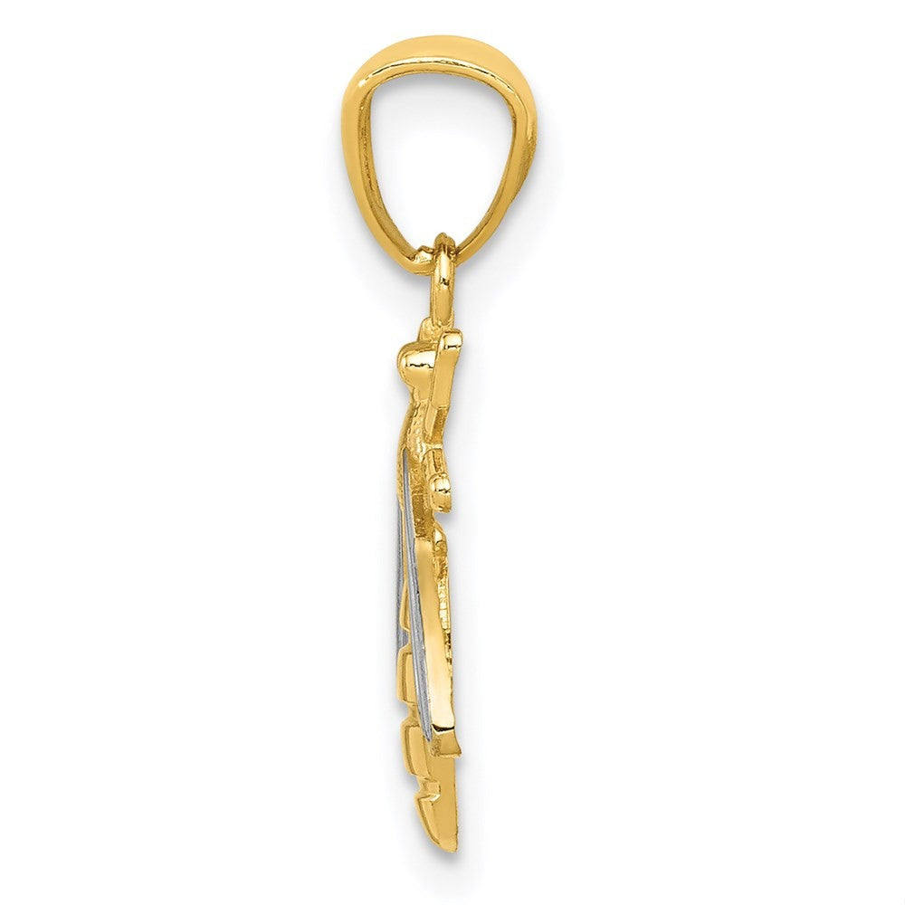 14k Yellow Gold w/Rhodium Bee Pendant