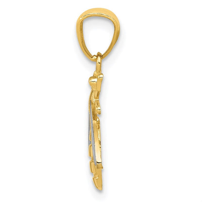 14k Yellow Gold w/Rhodium Bee Pendant
