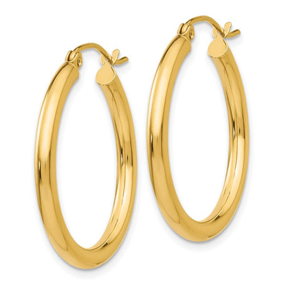 14k Yellow Gold Polished 2.5mm Tube Hoop Earrings