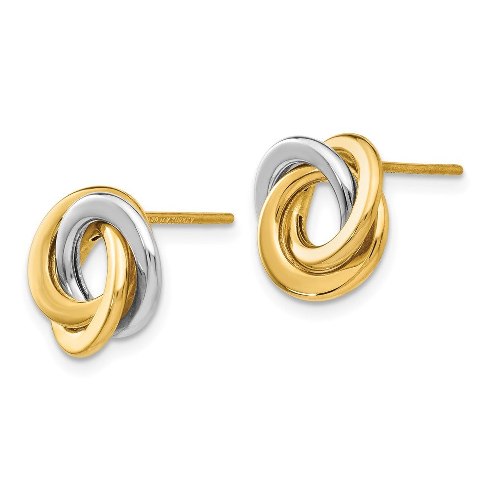 14k Two-tone Gold Polished Intertwined Circles Earrings