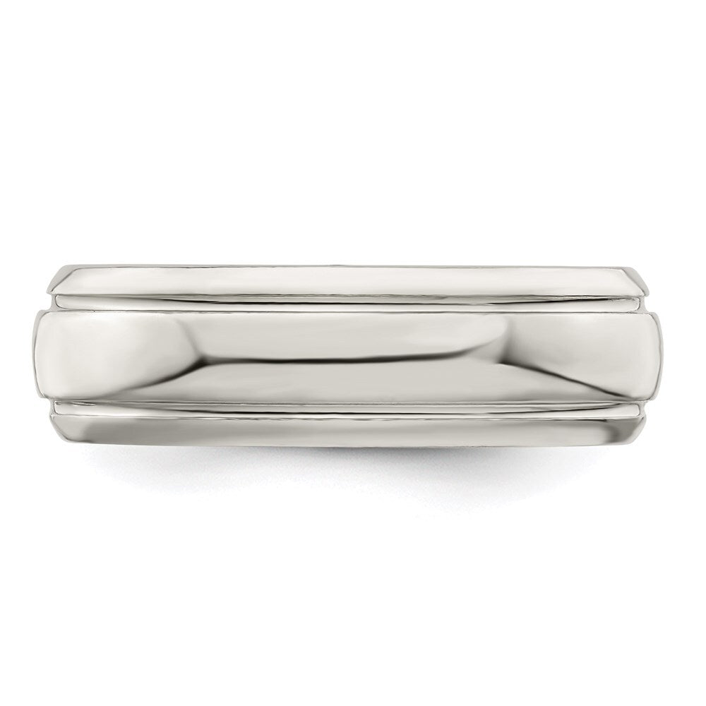 Sterling Silver 6mm Polished Domed with Grooved Beveled Edge Fancy Band Size 9