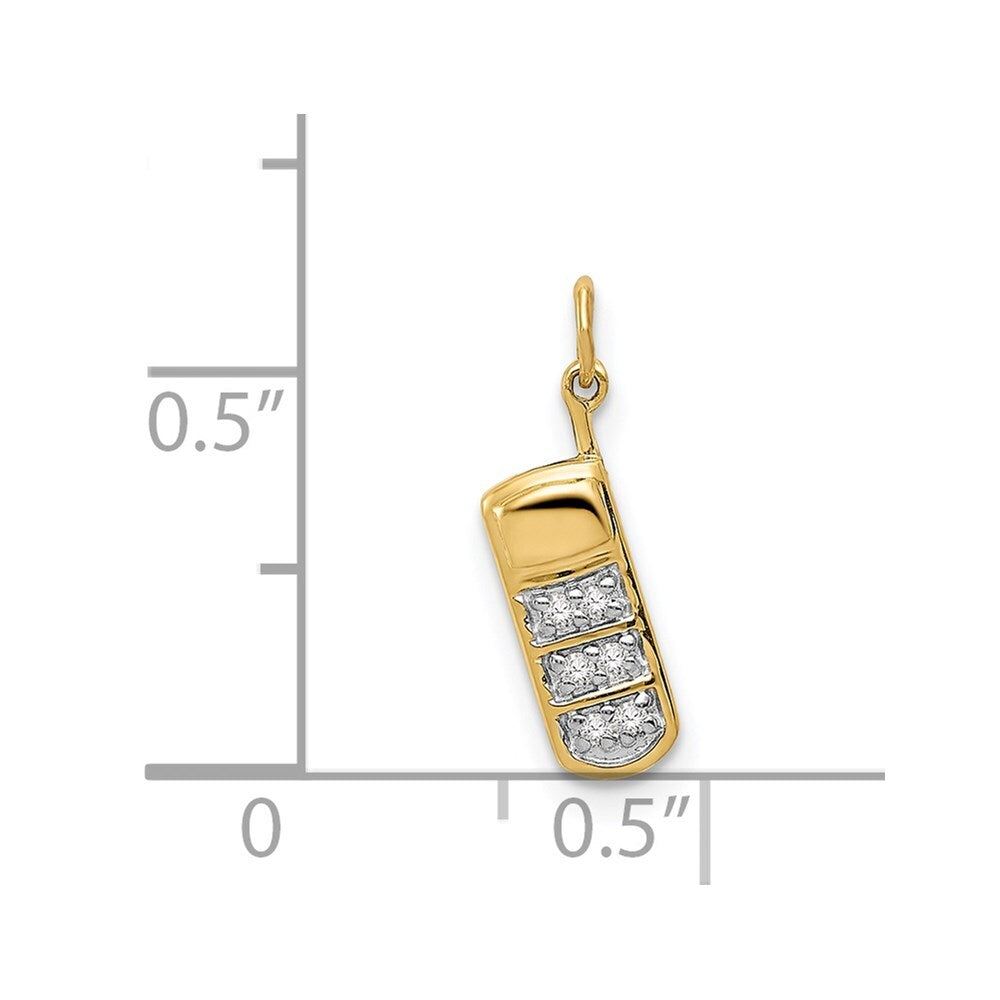 14k Yellow Gold Diamond Cell Phone Charm Pendant for Women