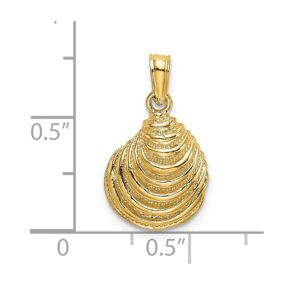 14k Yellow Gold Clam Shell Charm Pendant