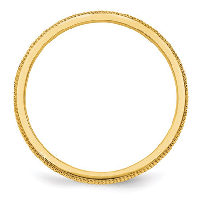 14k Yellow Gold 1.5mm Milgrain Stackable Band Ring Size 8