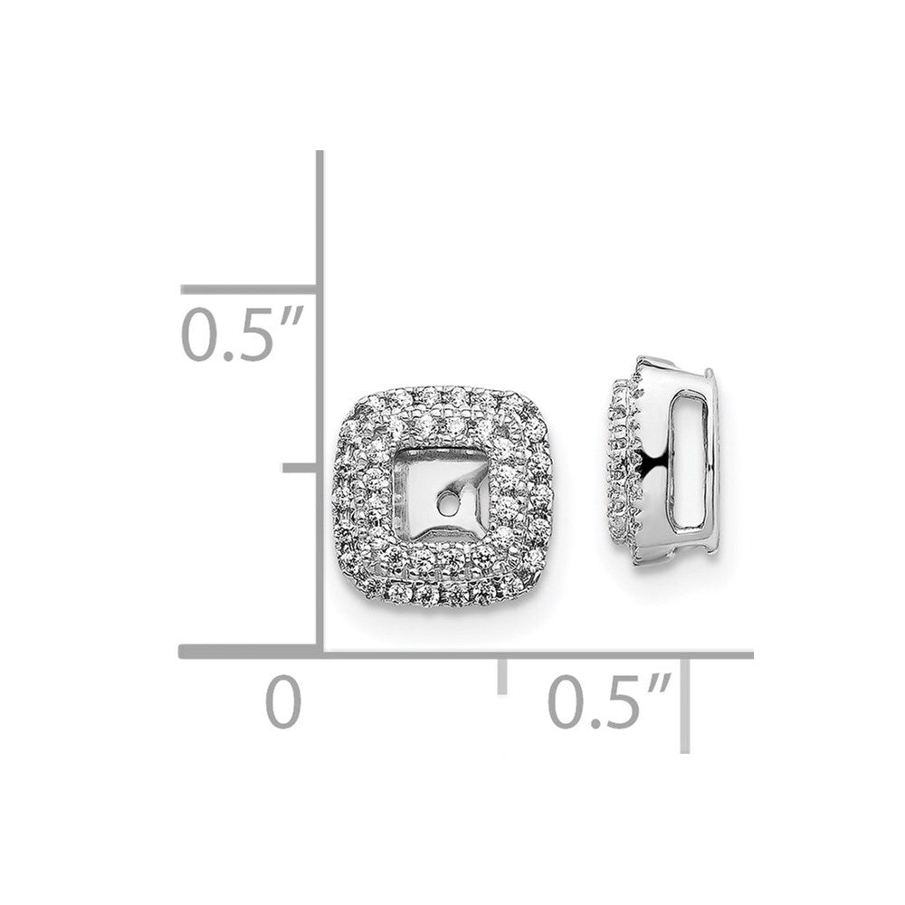 14k White Gold Diamond Square Earring Jackets