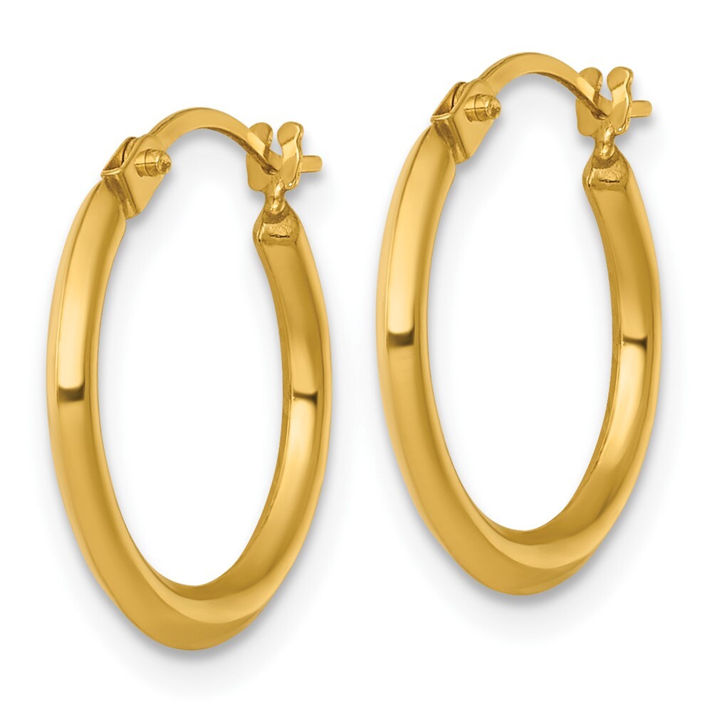 14k Yellow Gold Polished 1.5mm Hoop Earrings Gift for Women