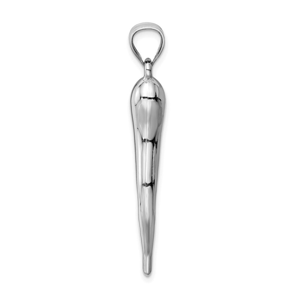 14k White Gold Hollow 3D Italian Horn Pendant for Women