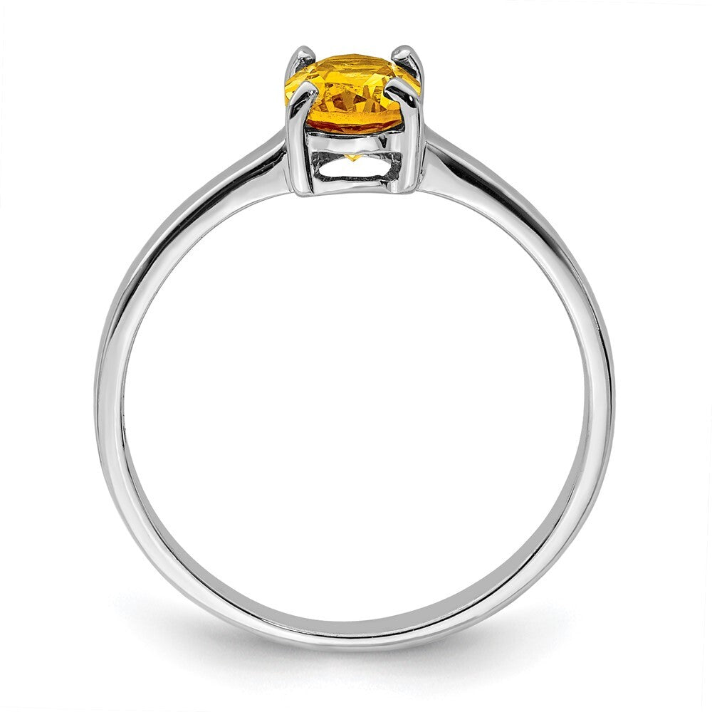 Sterling Silver Rhodium Citrine Ring Size 7