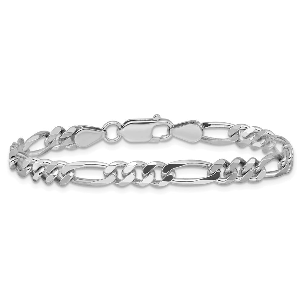Sterling Silver Rhodium-plated 5.25mm Figaro Chain Bracelet