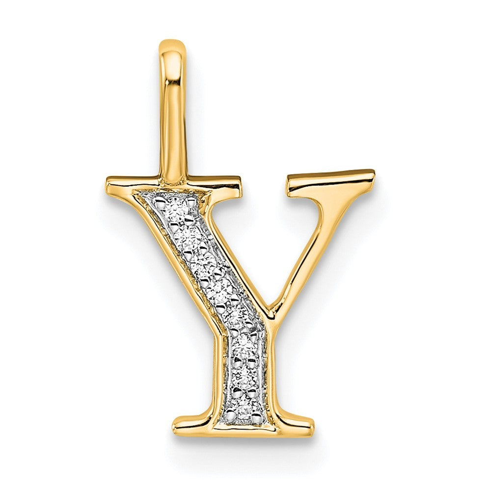14k Yellow Gold Diamond Letter Y Initial Pendant