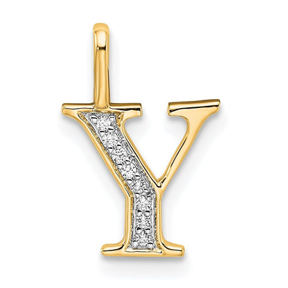 14k Yellow Gold Diamond Letter Y Initial Pendant