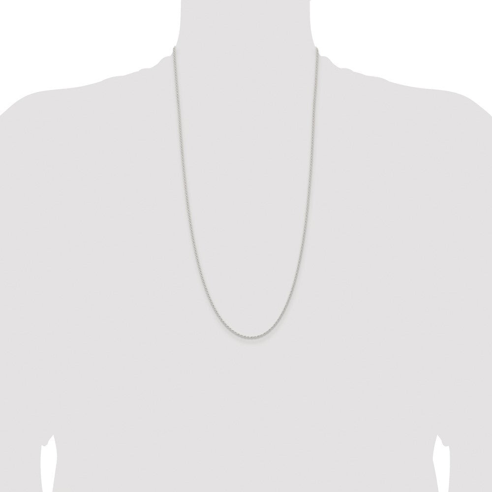 Sterling Silver Rhodium-plated 1.5mm Solid Rope Chain