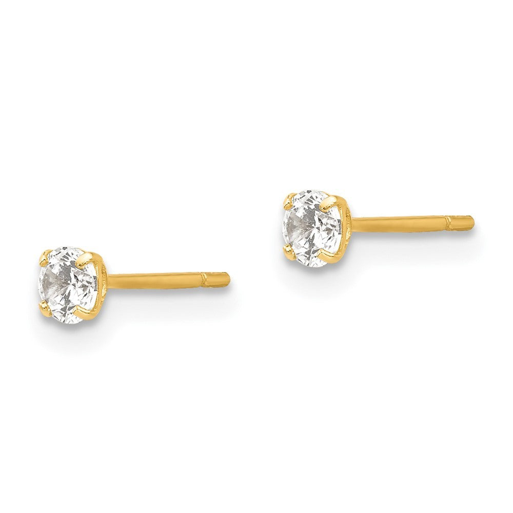 14k Yellow Gold CZ Stud Earrings