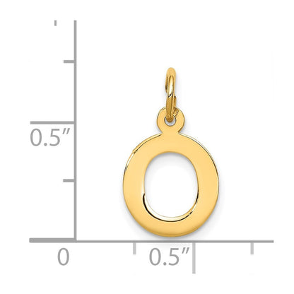 14k Yellow Gold Small Block Letter O Initial Charm Pendant for Women