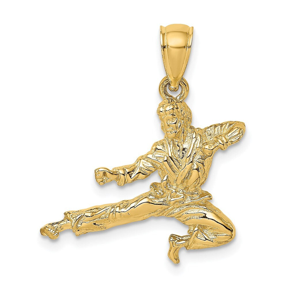 14k Yellow Gold 3-D Karate Man Pendant for Women