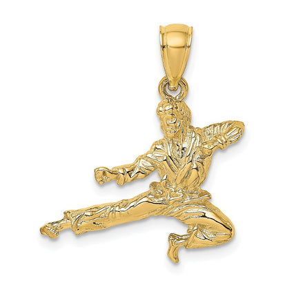 14k Yellow Gold 3-D Karate Man Pendant for Women