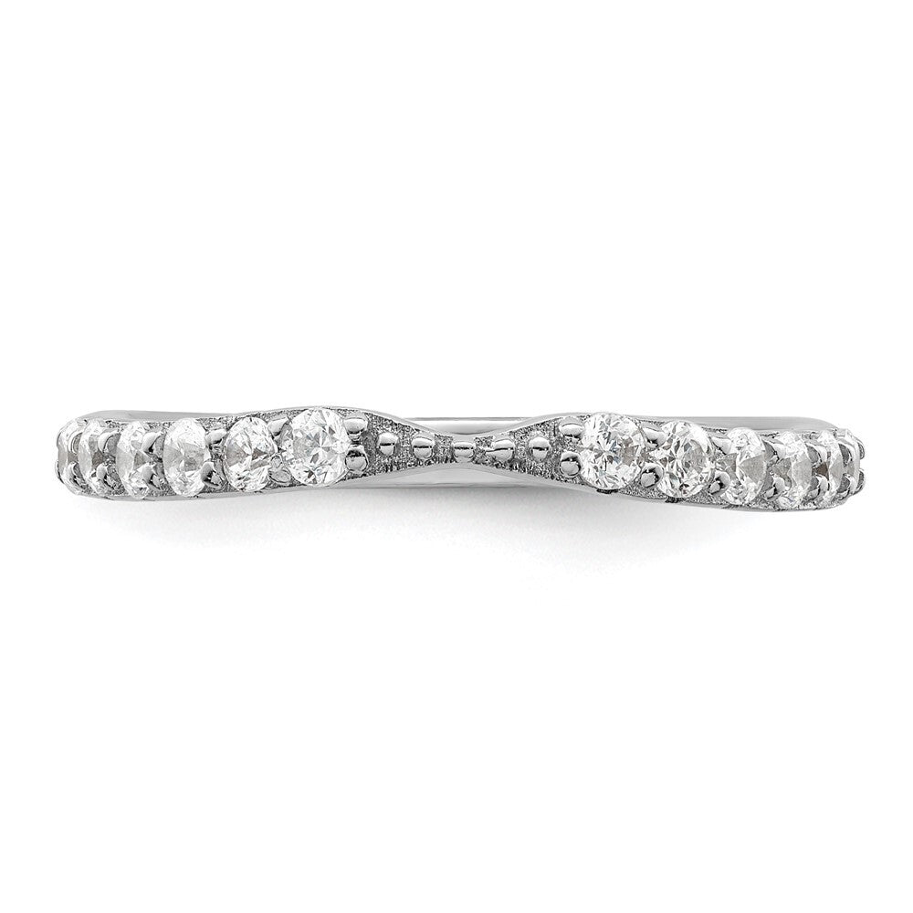Sterling Silver Polished Rhodium-plated CZ Trio 3 Ring Set Size 6