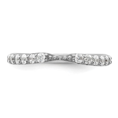 Sterling Silver Polished Rhodium-plated CZ Trio 3 Ring Set Size 6
