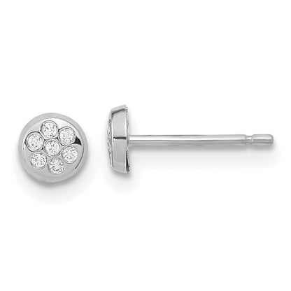 14K White Gold Cubic Zirconia Filled Circle Stud Earrings Gift for Women