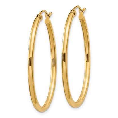 14k Yellow Gold Oval Polished Hoop Earring