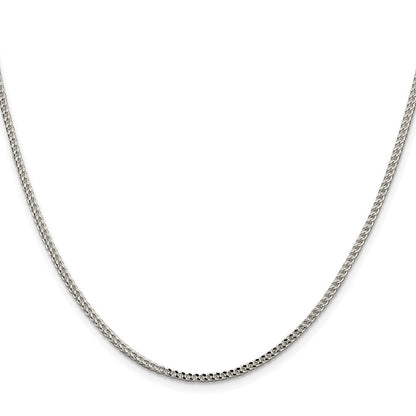 Sterling Silver Rhodium-plated 2mm Diamond-cut Square Franco Chain
