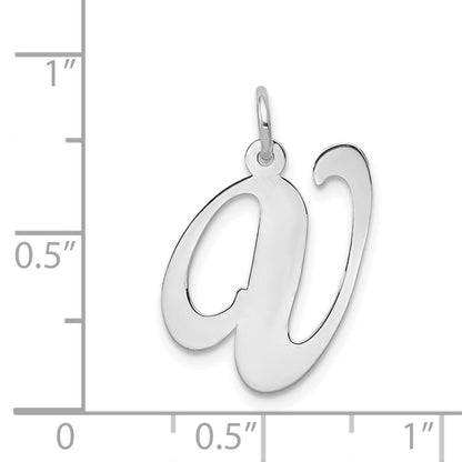 14k White Gold Large Fancy Script Letter V Initial Charm Pendant for Women