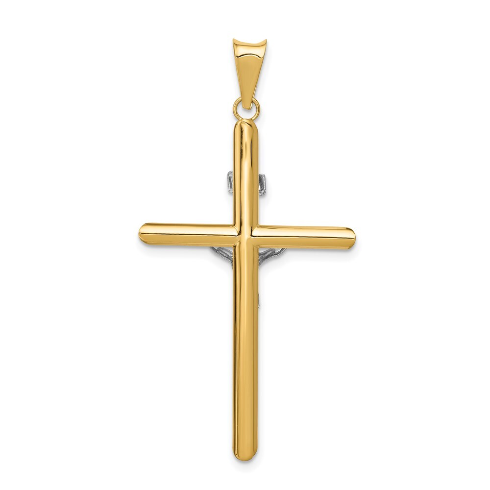 14k Two-tone Gold Polished Jesus Crucifix Pendant for Women