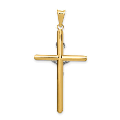 14k Two-tone Gold Polished Jesus Crucifix Pendant for Women
