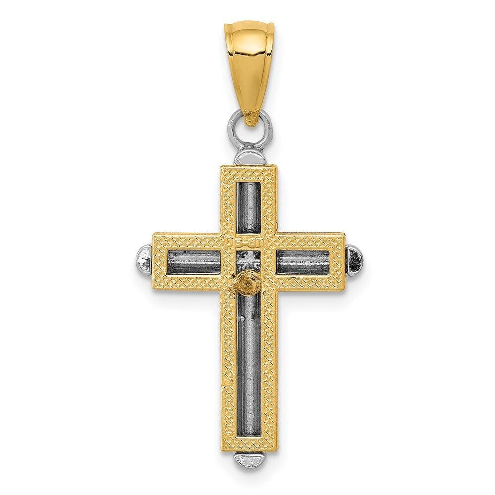 14k Two-tone Gold Cross Pendant for Women
