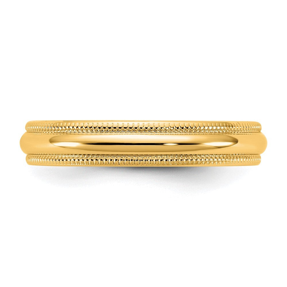 14K Yellow Gold 3.5mm LTW Milgrain Half Round Band Ring Size 9