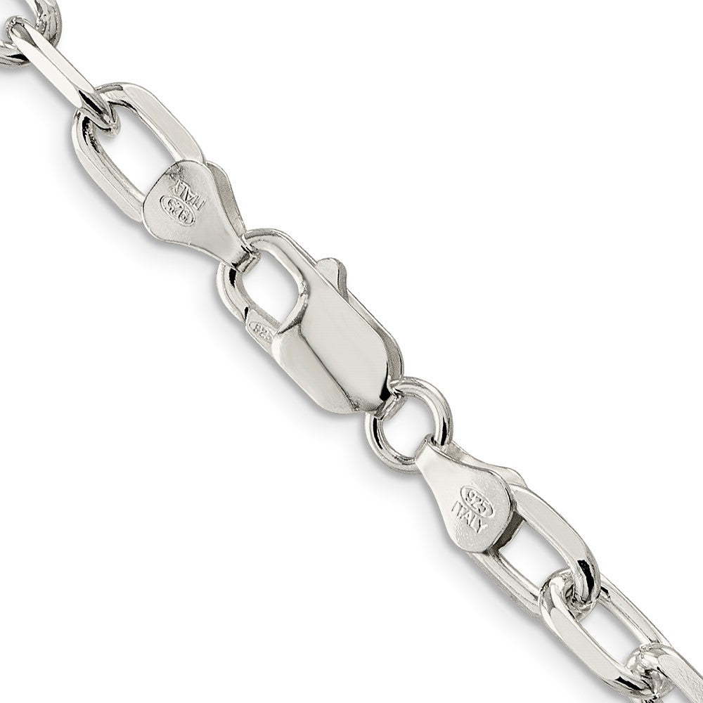 Sterling Silver 6.65mm Diamond-cut Long Link Cable Chain Necklace