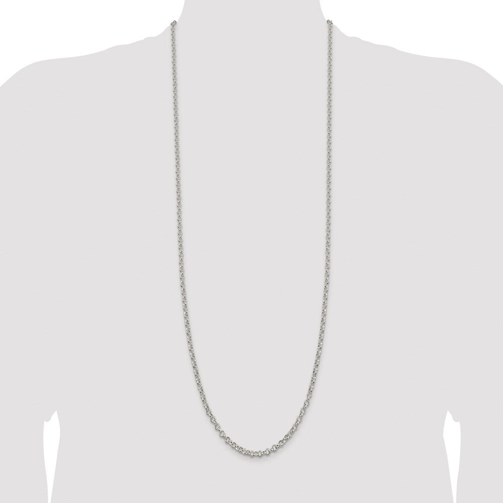 Sterling Silver Rhodium-plated 4mm Rolo Chain