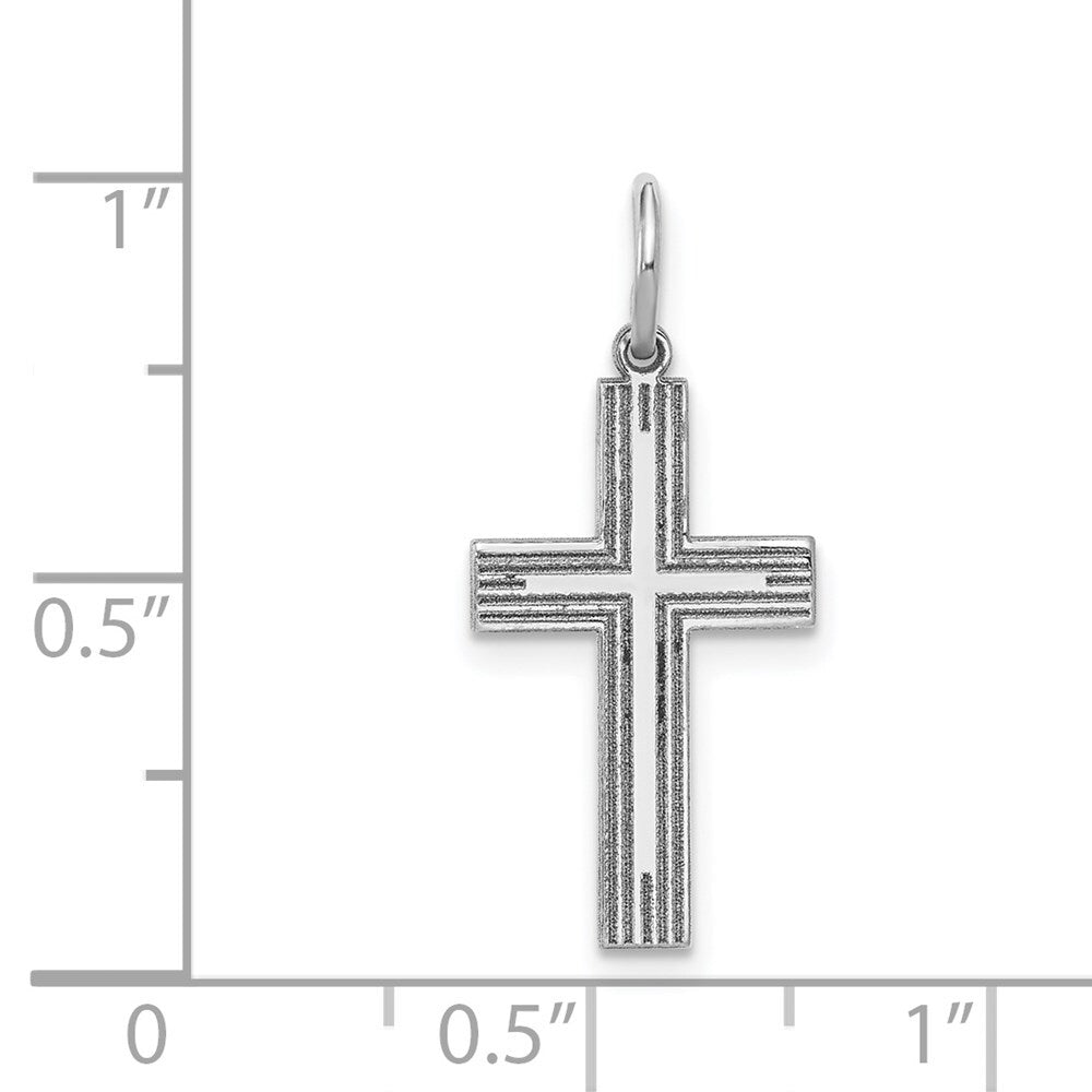 14k White Gold Solid Laser Etched Cross Pendant for Women