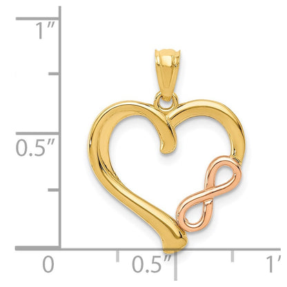 14K Two-Tone Gold Polished Infinity Heart Pendant
