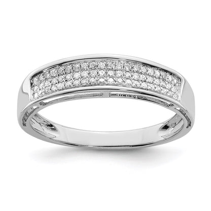 Sterling Silver Rhodium Plated Diamond Ladies Band Ring