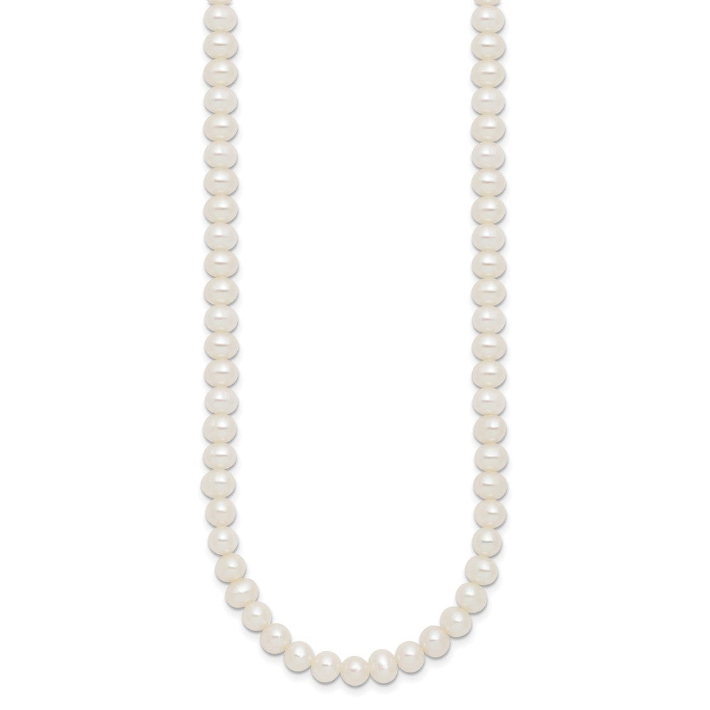Sterling Silver 6mm Semi-Round Cultured Pearl Choker Necklace 14" w/ 2" Ext