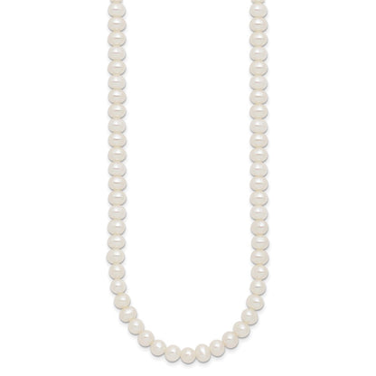 Sterling Silver 6mm Semi-Round Cultured Pearl Choker Necklace 14" w/ 2" Ext