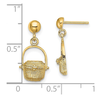 14k Yellow Gold Nantucket Basket Stud Earrings Gift for Women